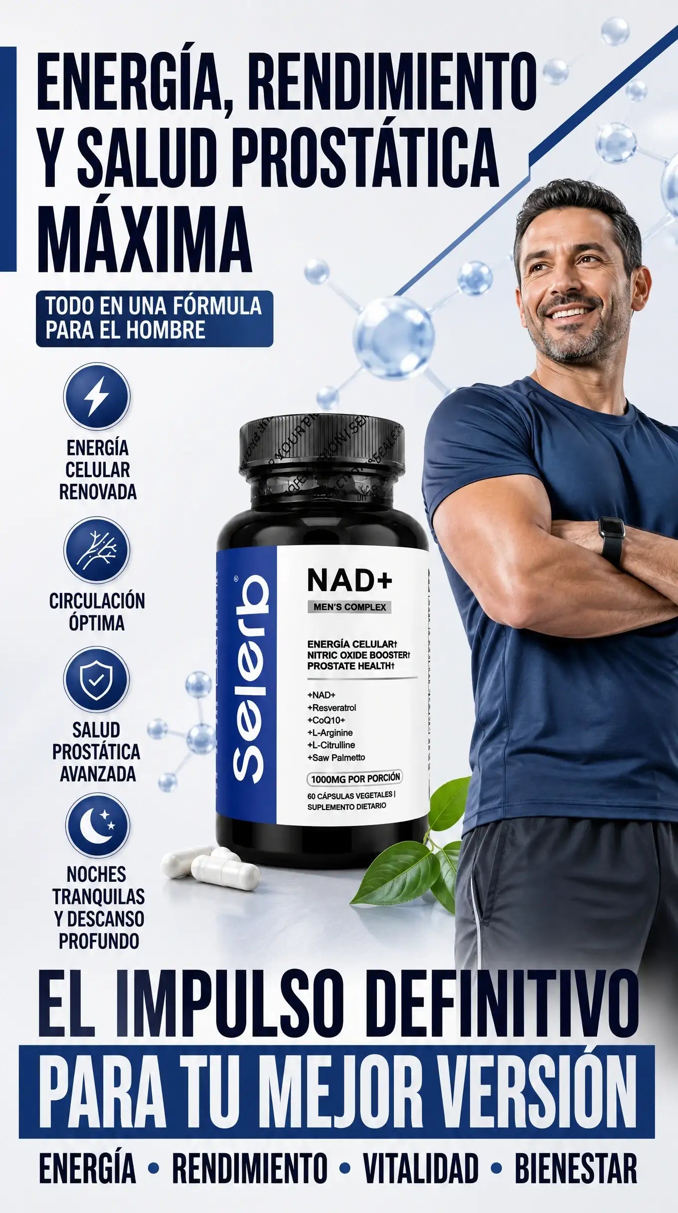Selerb NAD+ Suplemento Vitalidad Masculina