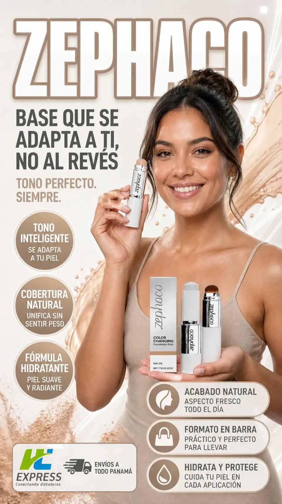 BASE DE MAQUILLAJE COREANA HIDRATANTE DOS PUNTAS